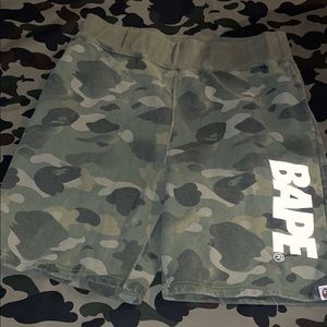 BAPE Green Camo Sweat Shorts